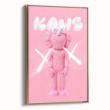 Unique Pop Art Wall Art – Playful KAWS-Inspired Pink Figure on Pink Background