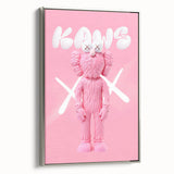 Unique Pop Art Wall Art – Playful KAWS-Inspired Pink Figure on Pink Background