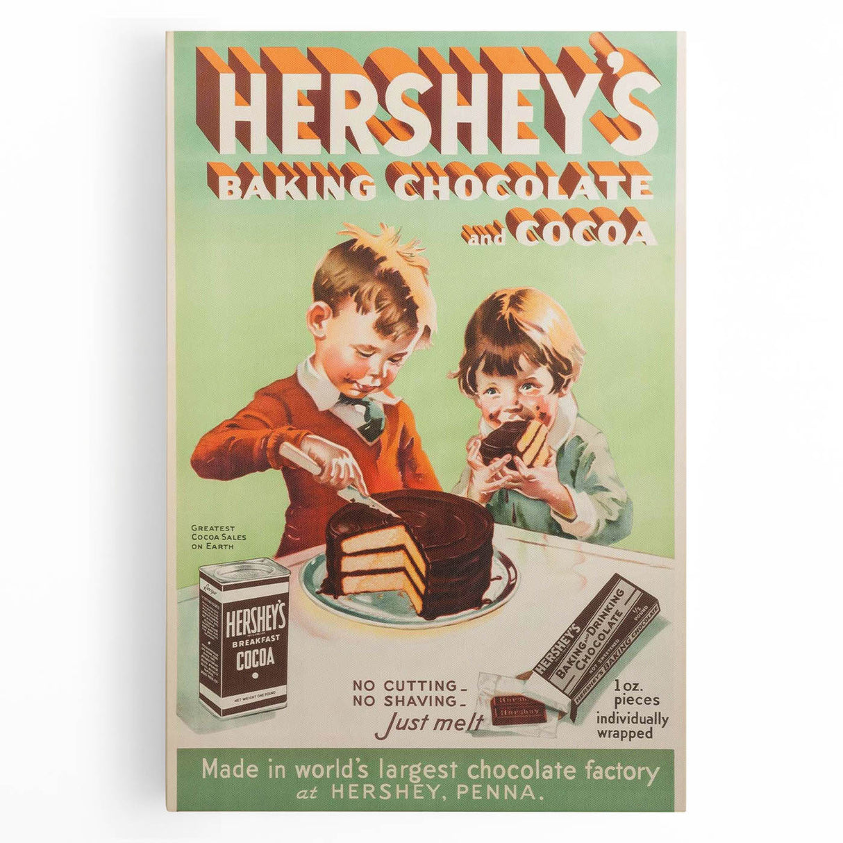 Retro Hershey's Cocoa Poster - Vintage Kitchen Wall Art