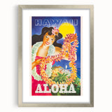 Retro Hawaii Aloha Travel Poster – Vintage Beach Art