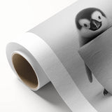 Bathroom Canvas Art - Cute Penguin with Toilet Roll Minimalist Design