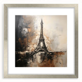 Extra large framed abstract print of Paris scenery in muted earth tones, ideal for living room decor.