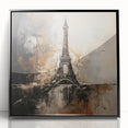 Large abstract wall art depicting the Paris skyline in black and white tones, framed in acrylic.
