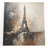 Black and white stretched canvas of the Eiffel Tower in Paris, ideal for kitchen wall art.