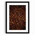 Extra large abstract art print on canvas featuring a textured, colorful fall scene in a black frame.
