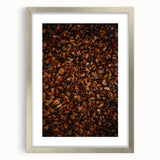 Textured art depicting abstract fall scenery in muted orange and brown tones on a framed silver mat.