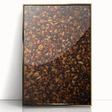 Large acrylic print of a mid-century modernist fall landscape in gold and brown tones, ideal for modern art wall decor.