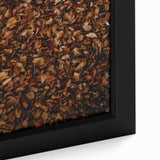 Close-up of extra large black wall art featuring a textured, colorful abstract design on a framed canvas.