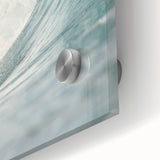 Large abstract wall art in vibrant orange and yellow hues on acrylic glass, ideal for dining room art.