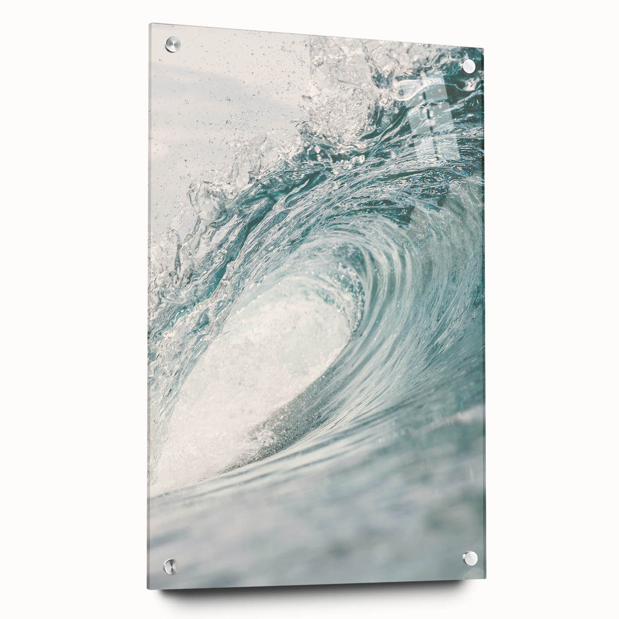 Large abstract wall art on acrylic glass depicting vibrant summer colors, perfect for modern dining room ambiance.