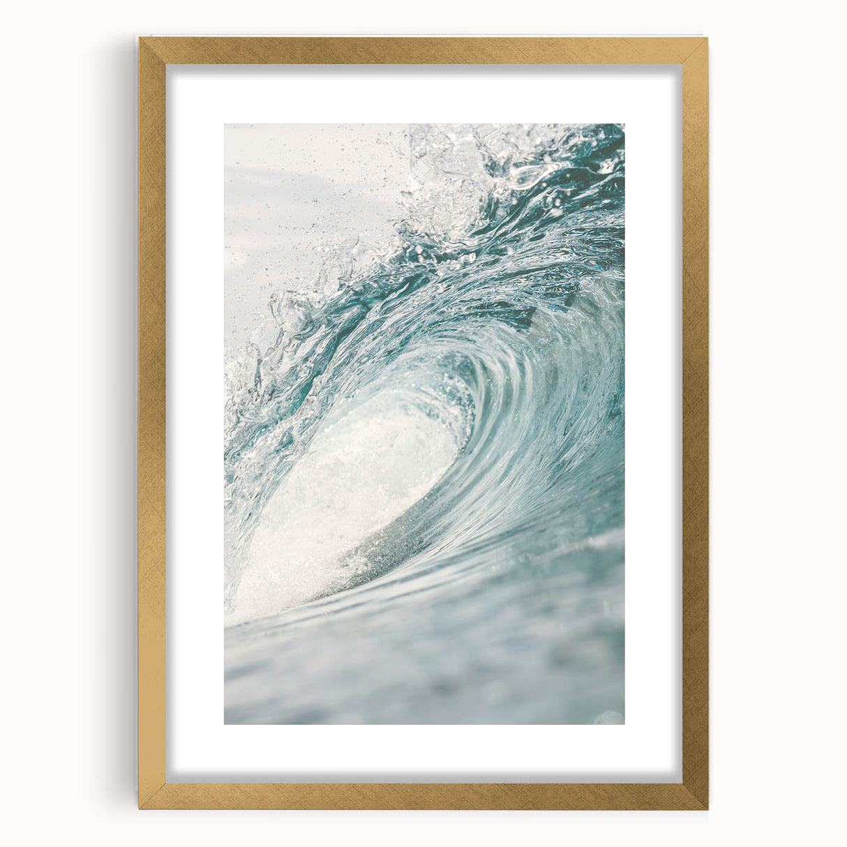 Extra large abstract art print with textured design in vibrant gold, framed with mat, ideal for living room decor.