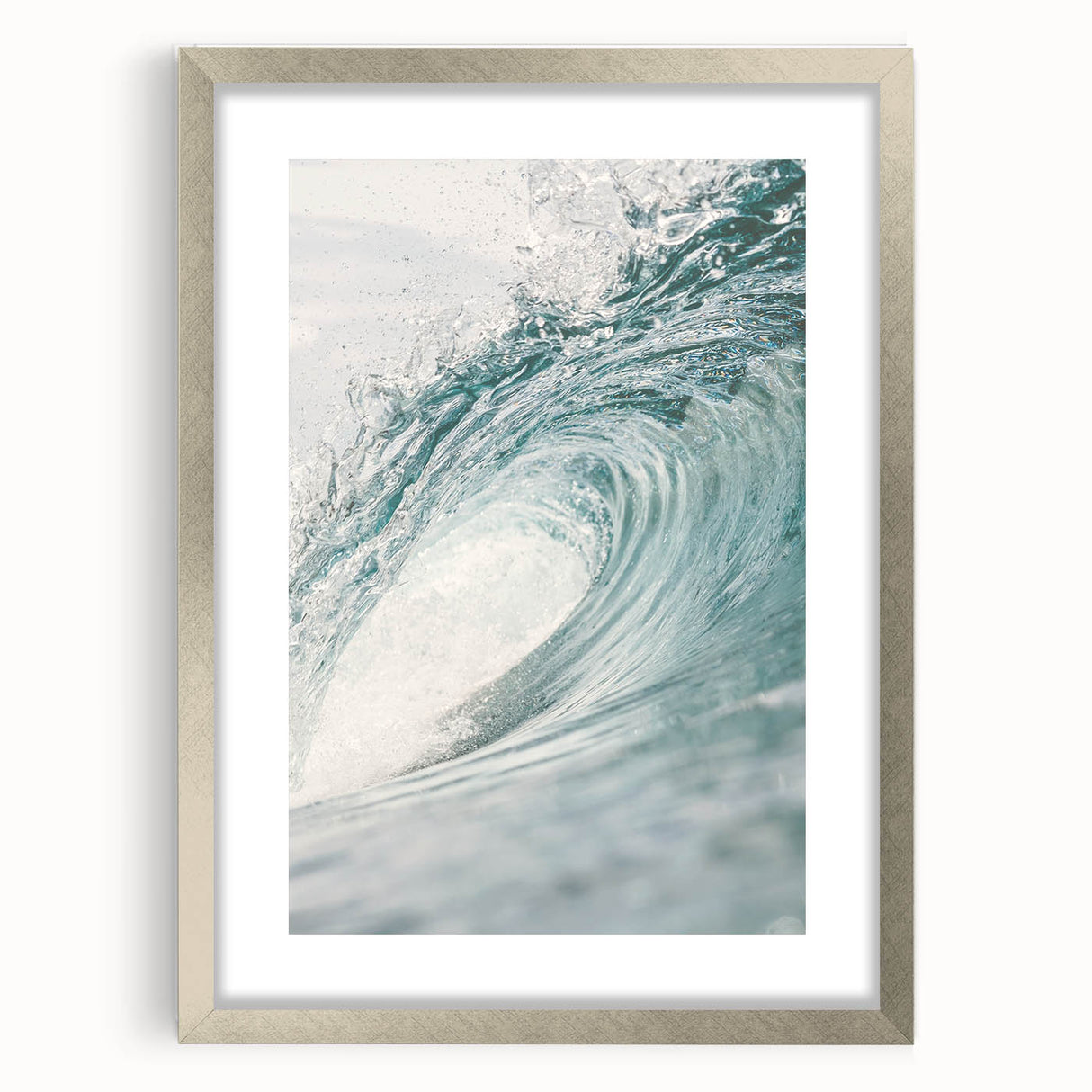 Textured abstract art print in warm orange and red tones, framed in silver, ideal for bedroom art.