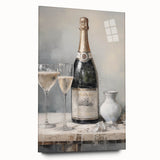 Large abstract wall art on acrylic glass depicting winter-themed colors, ideal for bedroom or dining room decor.