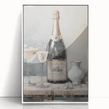 Art deco poster featuring a winter scene in muted blue and white tones on a framed acrylic, ideal for nursery wall decor.