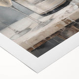 Art deco poster featuring a winter scene with soft blue and white tones on rolled canvas, ideal for dining room wall art.