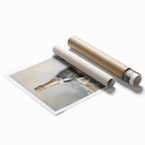 Extra large rolled print featuring a detailed floral design in muted blues and greens, ideal for classy bathroom wall art.