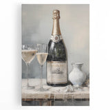 Winter tree silhouette in black and white on large stretched canvas, suitable for kitchen wall art.