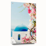 Large abstract wall art on acrylic glass featuring swirls of blue and green, suitable for bedroom or dining room decor.