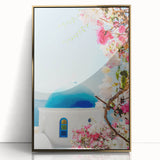 Large art print of a mid-century modernist summer scene in soft pastel colors on acrylic, ideal for nursery wall art.