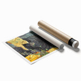 Extra large rolled print depicting Van Gogh-style floral art in vibrant colors.