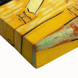 Black and white stretched canvas featuring a large landscape painting, ideal for bedroom wall art.