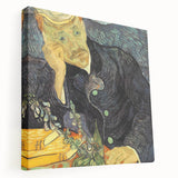 Vincent van Gogh style painting on stretched canvas featuring swirling blue and yellow tones, suitable for kitchen wall art.