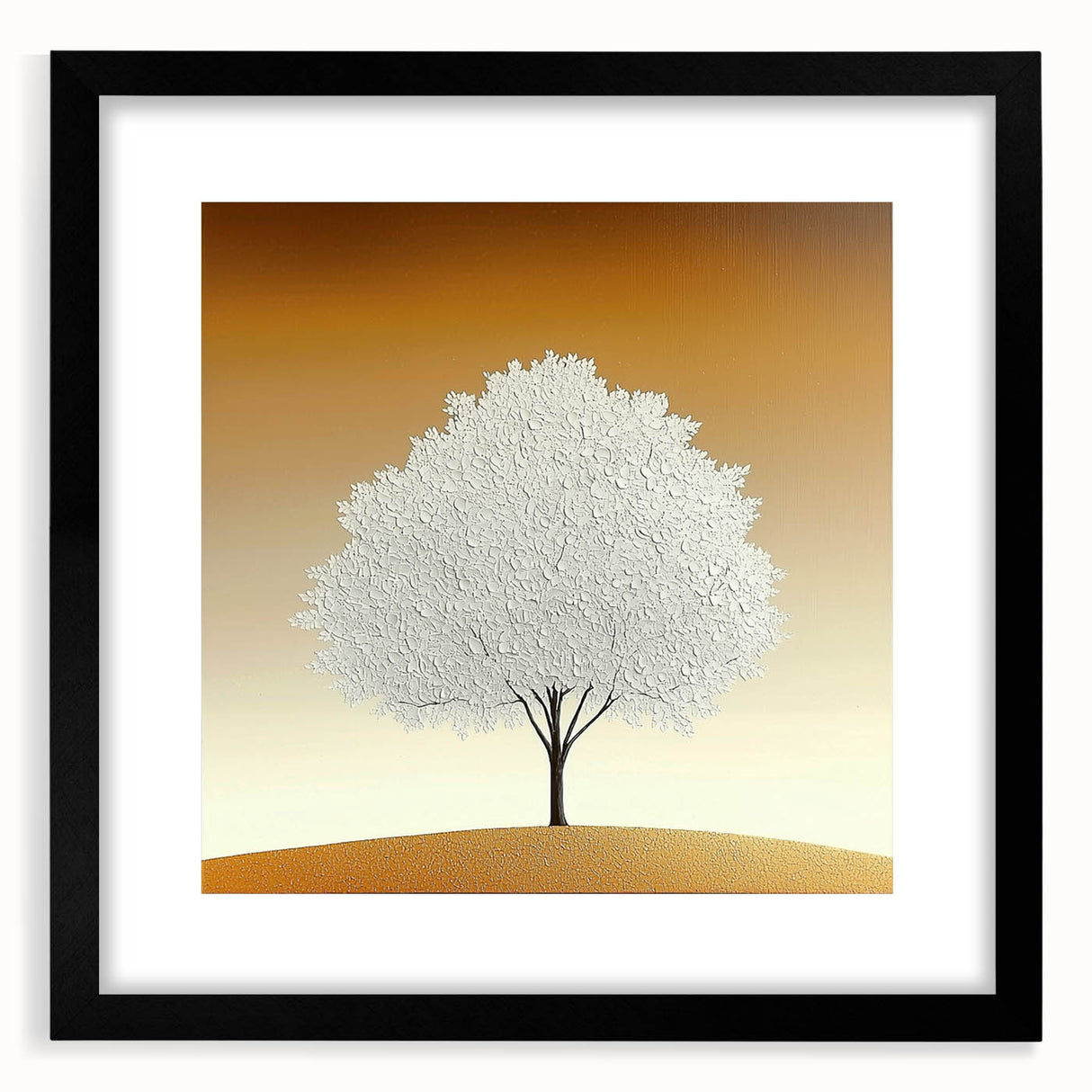 Minimalist White Tree - Modern Living Room Wall Art