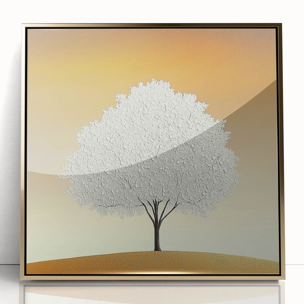 Minimalist White Tree - Modern Living Room Wall Art