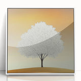 Minimalist White Tree - Modern Living Room Wall Art