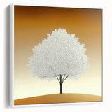 Minimalist White Tree - Modern Living Room Wall Art
