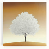 Minimalist White Tree - Modern Living Room Wall Art