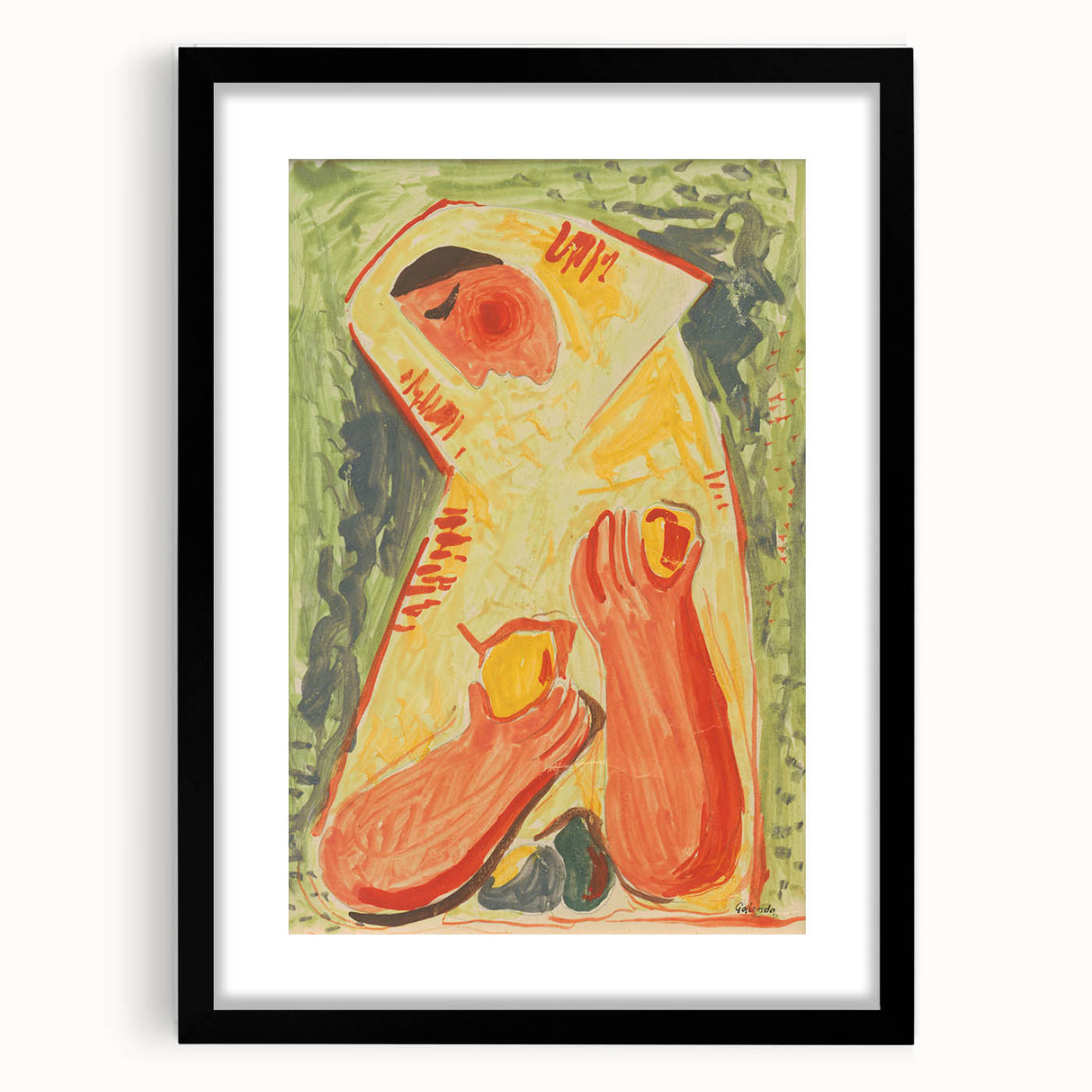 Modern Wall Art - Vibrant Abstract Woman with Fruit in Bold Colors
