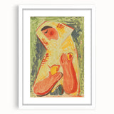 Modern Wall Art - Vibrant Abstract Woman with Fruit in Bold Colors