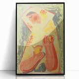 Modern Wall Art - Vibrant Abstract Woman with Fruit in Bold Colors