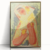 Modern Wall Art - Vibrant Abstract Woman with Fruit in Bold Colors