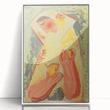 Modern Wall Art - Vibrant Abstract Woman with Fruit in Bold Colors