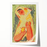 Modern Wall Art - Vibrant Abstract Woman with Fruit in Bold Colors