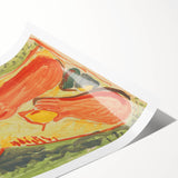 Modern Wall Art - Vibrant Abstract Woman with Fruit in Bold Colors