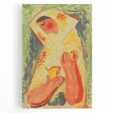 Modern Wall Art - Vibrant Abstract Woman with Fruit in Bold Colors