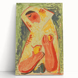 Modern Wall Art - Vibrant Abstract Woman with Fruit in Bold Colors