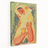 Modern Wall Art - Vibrant Abstract Woman with Fruit in Bold Colors