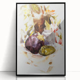 Modern Wall Art - Abstract Still Life with Eggplant and Green Pepper
