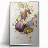 Modern Wall Art - Abstract Still Life with Eggplant and Green Pepper