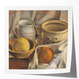 Modern Wall Art - Still Life with Ceramic Pots and Apples in Neutral Tones