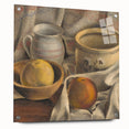 Modern Wall Art - Still Life with Ceramic Pots and Apples in Neutral Tones