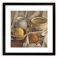 Modern Wall Art - Still Life with Ceramic Pots and Apples in Neutral Tones
