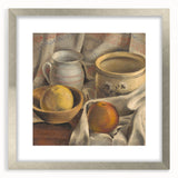 Modern Wall Art - Still Life with Ceramic Pots and Apples in Neutral Tones