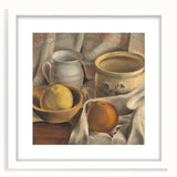 Modern Wall Art - Still Life with Ceramic Pots and Apples in Neutral Tones