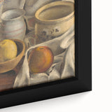 Modern Wall Art - Still Life with Ceramic Pots and Apples in Neutral Tones