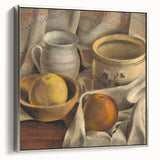 Modern Wall Art - Still Life with Ceramic Pots and Apples in Neutral Tones